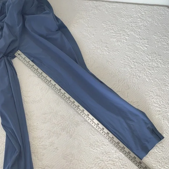 Athleta Brooklyn Jumpsuit Sz 4 Blue  Sleeveless One Piece Ribbed Sides Pockets - Picture 6 of 7